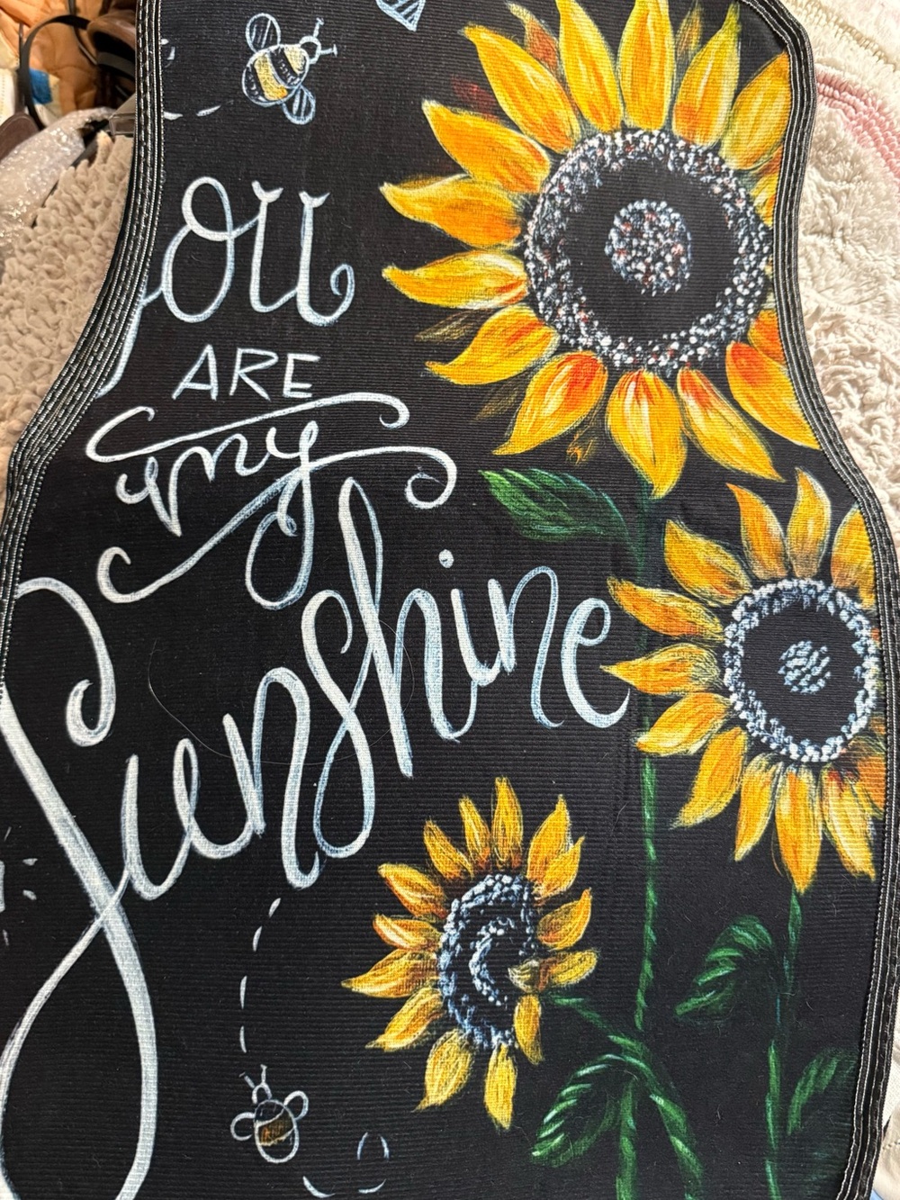 Source Unknown Black Wall Art Apron with Yellow Sunflowers